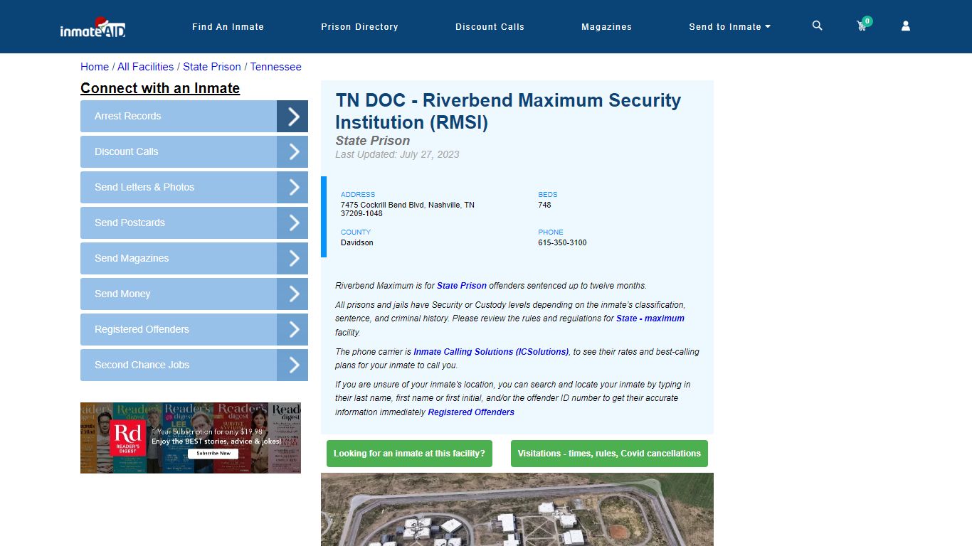 TN DOC - Riverbend Maximum Security Institution (RMSI) & Inmate Search ...