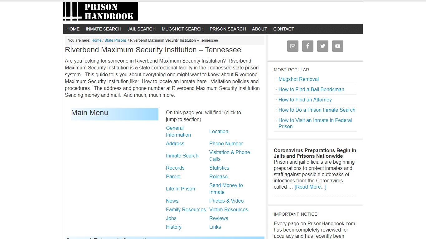 Riverbend Maximum Security Institution – Tennessee - Prison Handbook