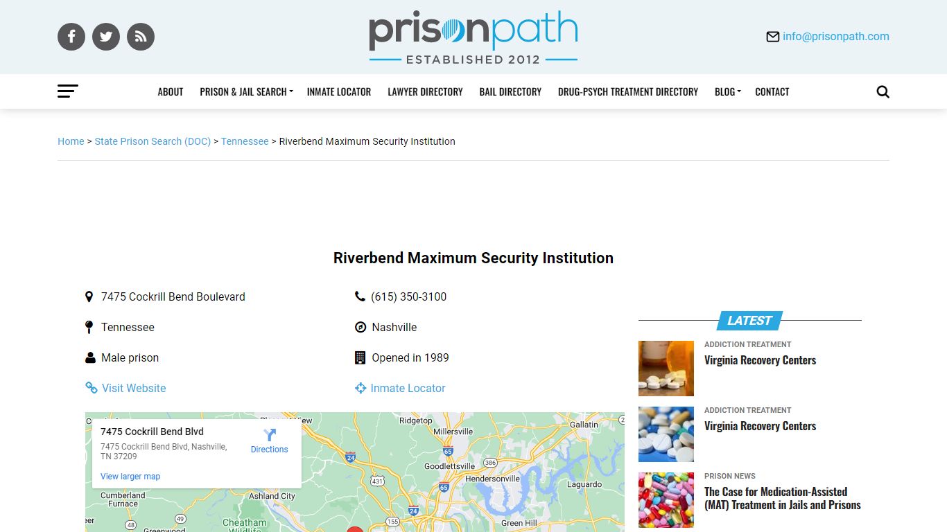 Riverbend Maximum Security Institution - Prison Inmate Search & Locator ...